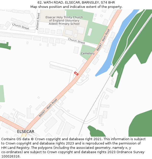 62, WATH ROAD, ELSECAR, BARNSLEY, S74 8HR: Location map and indicative extent of plot