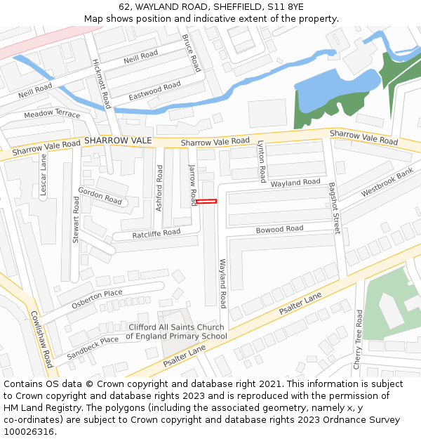 62, WAYLAND ROAD, SHEFFIELD, S11 8YE: Location map and indicative extent of plot