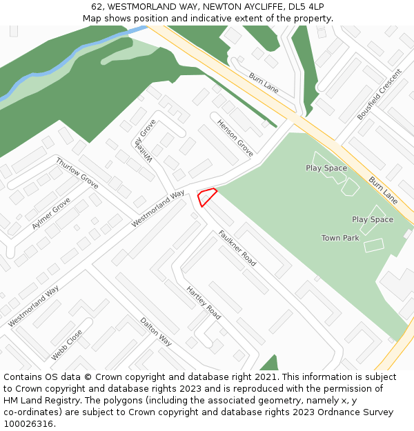 62, WESTMORLAND WAY, NEWTON AYCLIFFE, DL5 4LP: Location map and indicative extent of plot