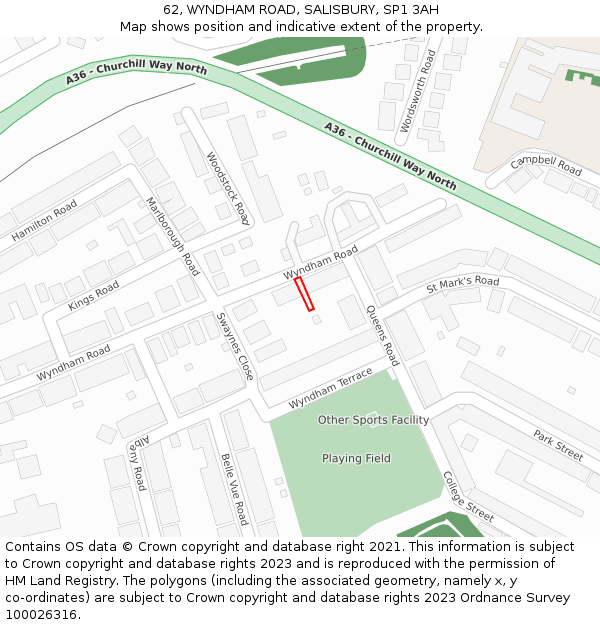62, WYNDHAM ROAD, SALISBURY, SP1 3AH: Location map and indicative extent of plot
