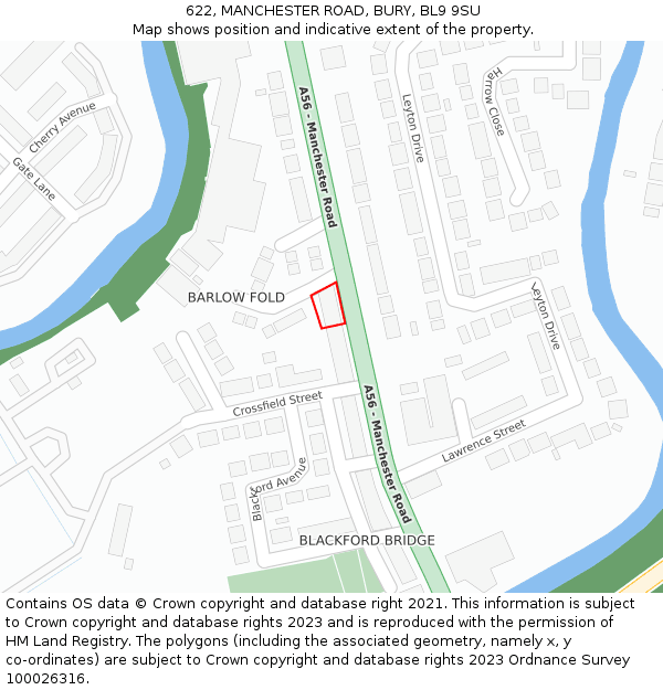 622, MANCHESTER ROAD, BURY, BL9 9SU: Location map and indicative extent of plot