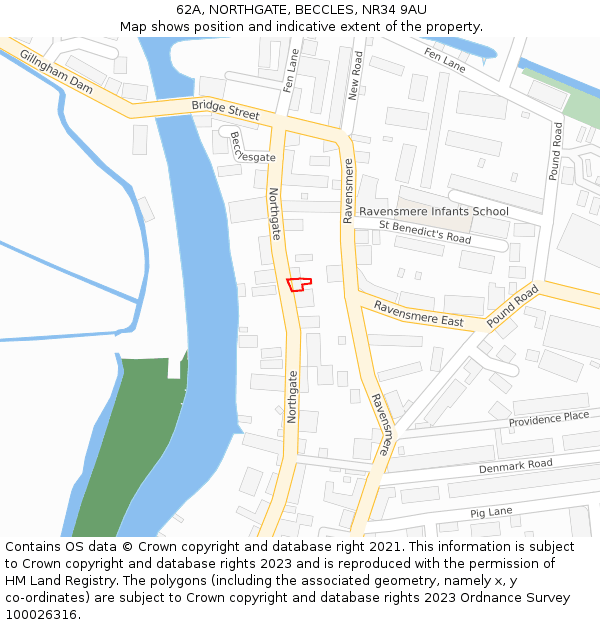 62A, NORTHGATE, BECCLES, NR34 9AU: Location map and indicative extent of plot