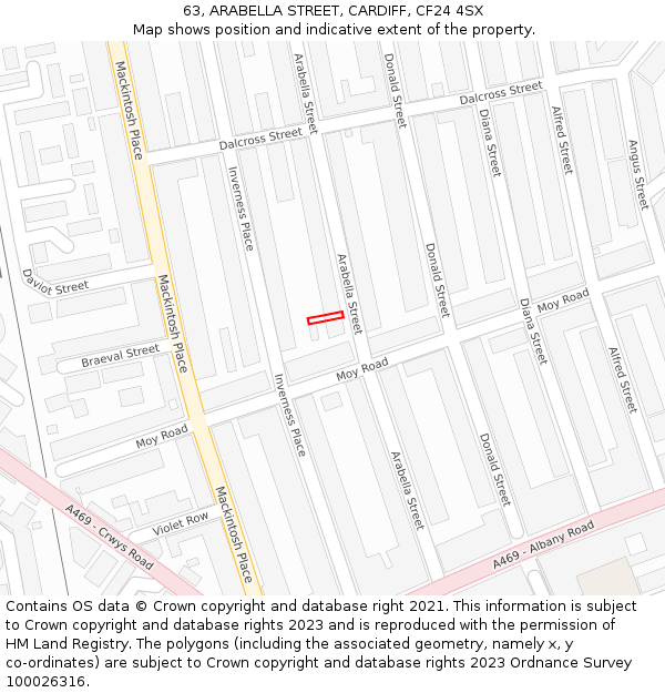 63, ARABELLA STREET, CARDIFF, CF24 4SX: Location map and indicative extent of plot