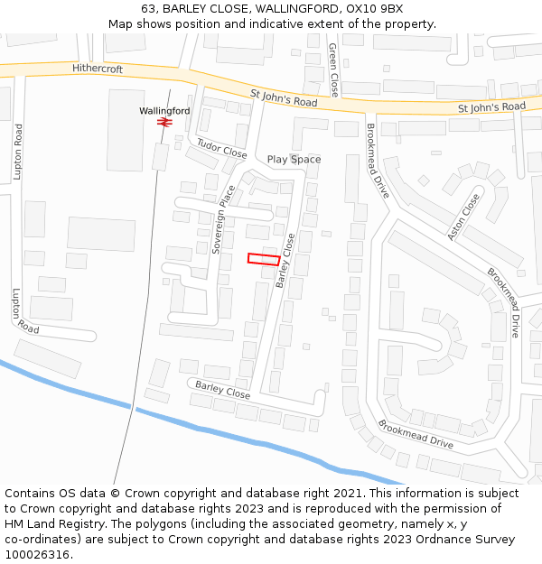 63, BARLEY CLOSE, WALLINGFORD, OX10 9BX: Location map and indicative extent of plot