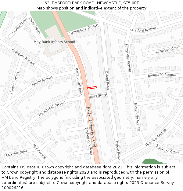 63, BASFORD PARK ROAD, NEWCASTLE, ST5 0PT: Location map and indicative extent of plot