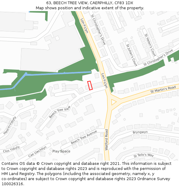 63, BEECH TREE VIEW, CAERPHILLY, CF83 1DX: Location map and indicative extent of plot