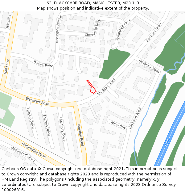63, BLACKCARR ROAD, MANCHESTER, M23 1LR: Location map and indicative extent of plot