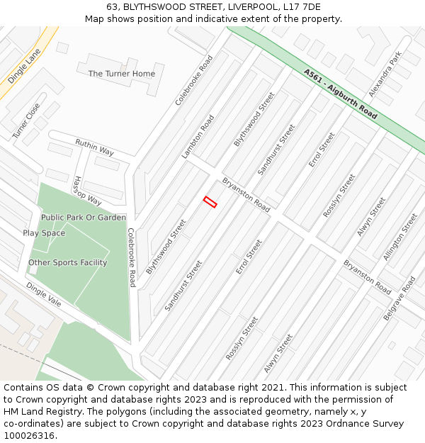 63, BLYTHSWOOD STREET, LIVERPOOL, L17 7DE: Location map and indicative extent of plot