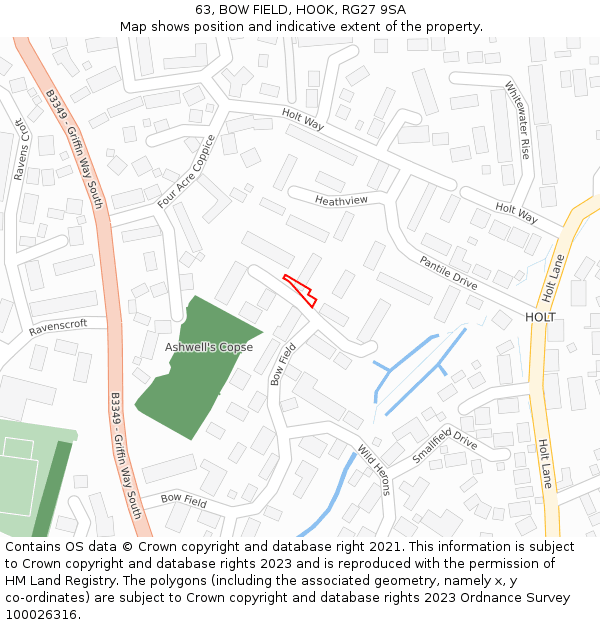 63, BOW FIELD, HOOK, RG27 9SA: Location map and indicative extent of plot
