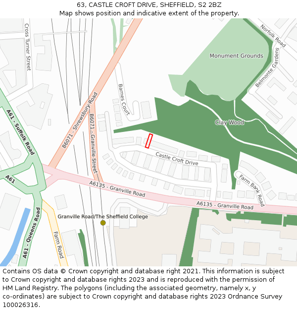 63, CASTLE CROFT DRIVE, SHEFFIELD, S2 2BZ: Location map and indicative extent of plot