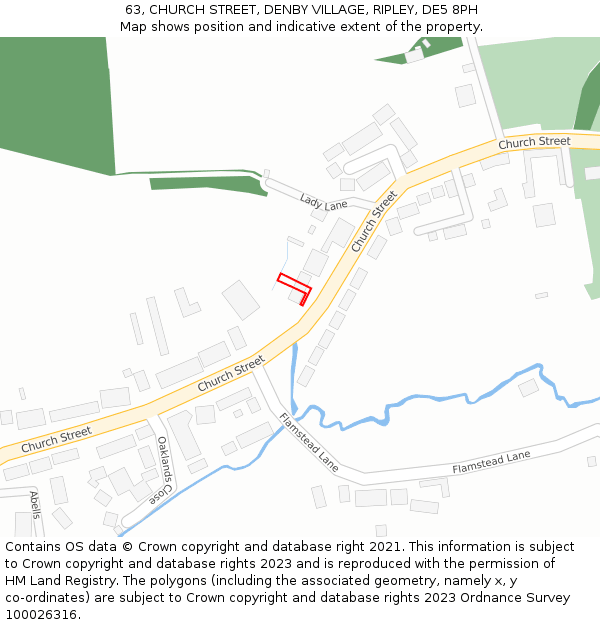 63, CHURCH STREET, DENBY VILLAGE, RIPLEY, DE5 8PH: Location map and indicative extent of plot