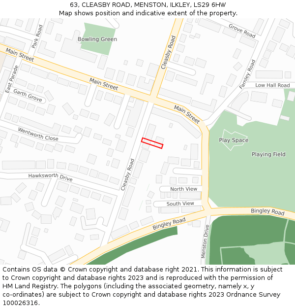 63, CLEASBY ROAD, MENSTON, ILKLEY, LS29 6HW: Location map and indicative extent of plot