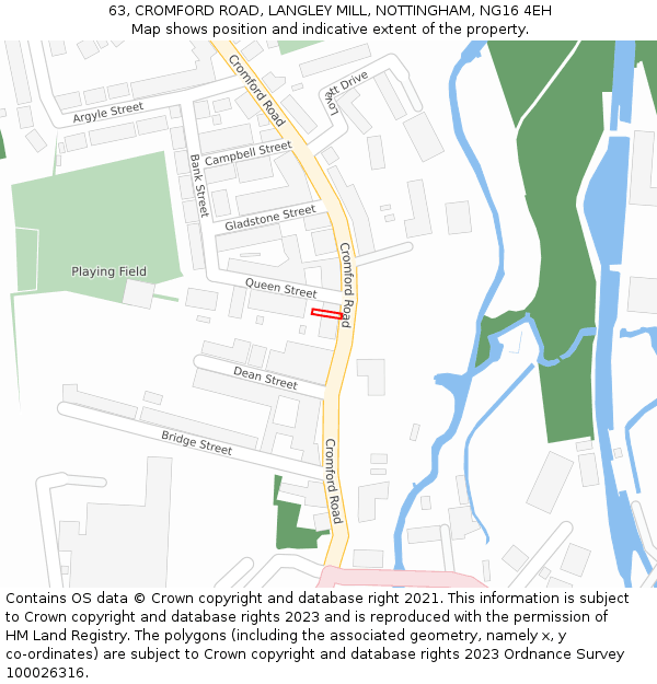 63, CROMFORD ROAD, LANGLEY MILL, NOTTINGHAM, NG16 4EH: Location map and indicative extent of plot