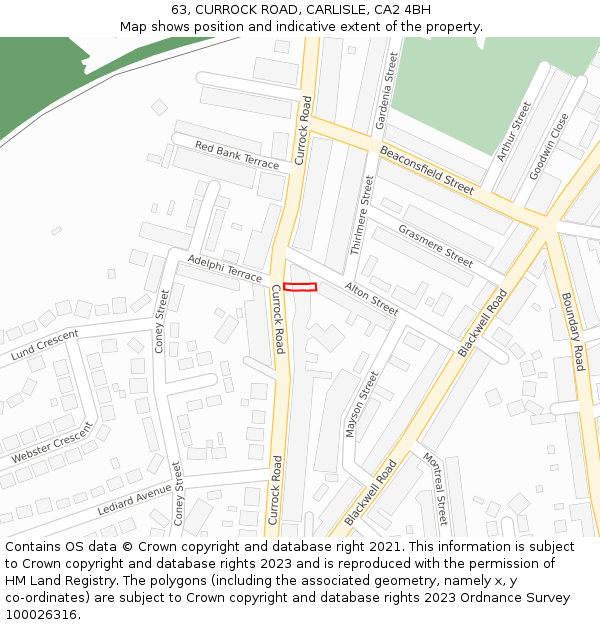 63, CURROCK ROAD, CARLISLE, CA2 4BH: Location map and indicative extent of plot