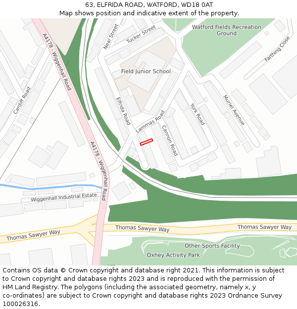 63, ELFRIDA ROAD, WATFORD, WD18 0AT: Location map and indicative extent of plot