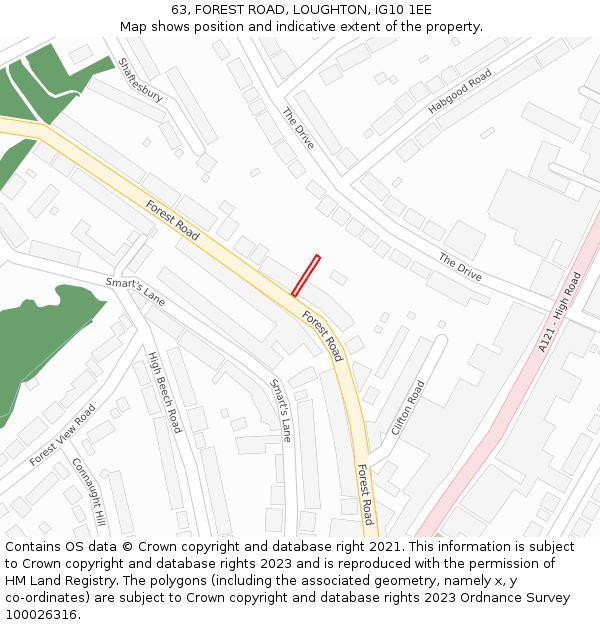 63, FOREST ROAD, LOUGHTON, IG10 1EE: Location map and indicative extent of plot