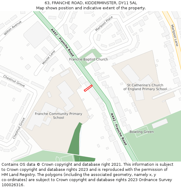 63, FRANCHE ROAD, KIDDERMINSTER, DY11 5AL: Location map and indicative extent of plot