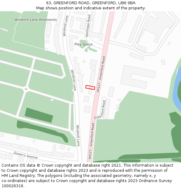 63, GREENFORD ROAD, GREENFORD, UB6 9BA: Location map and indicative extent of plot