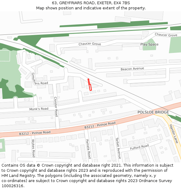 63, GREYFRIARS ROAD, EXETER, EX4 7BS: Location map and indicative extent of plot