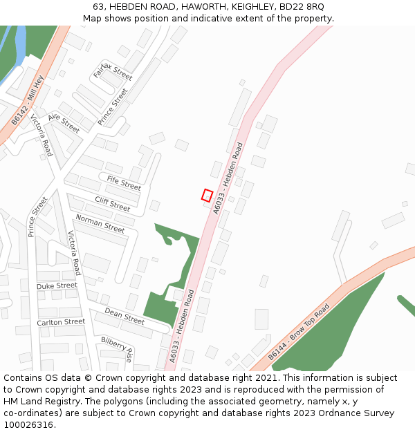 63, HEBDEN ROAD, HAWORTH, KEIGHLEY, BD22 8RQ: Location map and indicative extent of plot