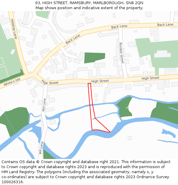 63, HIGH STREET, RAMSBURY, MARLBOROUGH, SN8 2QN: Location map and indicative extent of plot