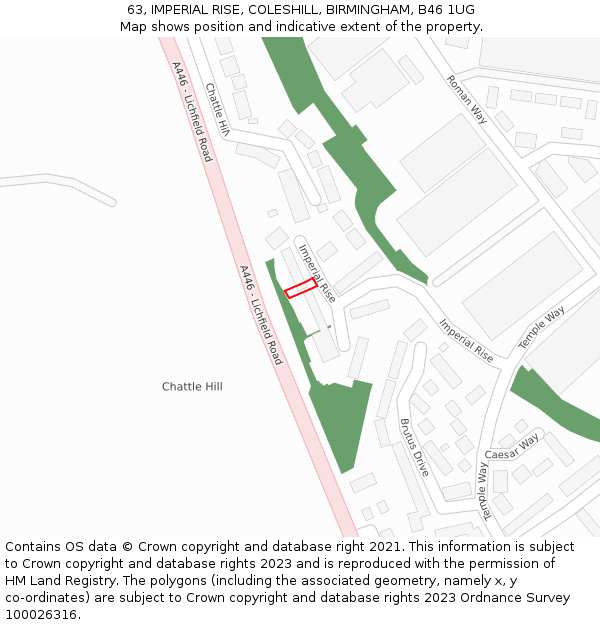 63, IMPERIAL RISE, COLESHILL, BIRMINGHAM, B46 1UG: Location map and indicative extent of plot