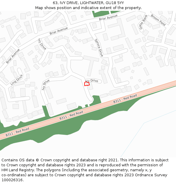 63, IVY DRIVE, LIGHTWATER, GU18 5YY: Location map and indicative extent of plot