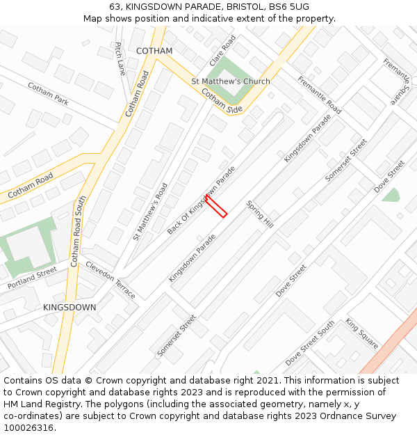 63, KINGSDOWN PARADE, BRISTOL, BS6 5UG: Location map and indicative extent of plot