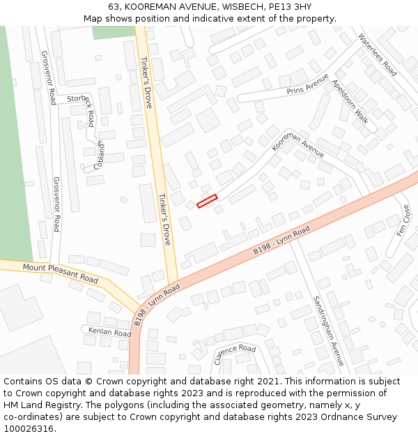 63, KOOREMAN AVENUE, WISBECH, PE13 3HY: Location map and indicative extent of plot