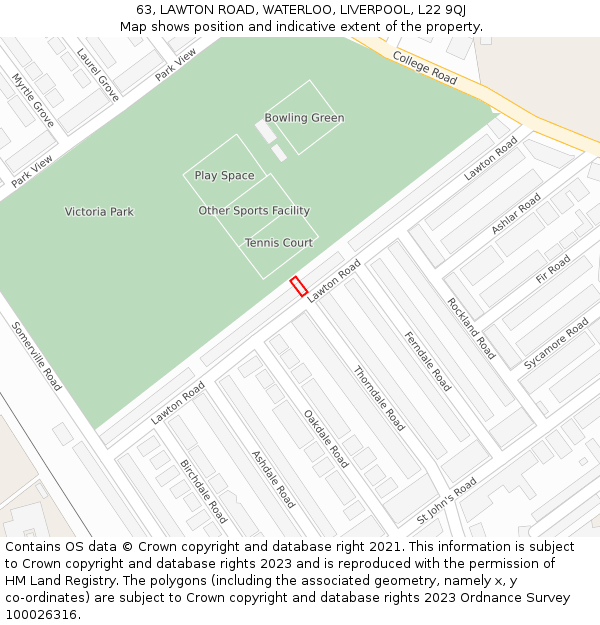 63, LAWTON ROAD, WATERLOO, LIVERPOOL, L22 9QJ: Location map and indicative extent of plot