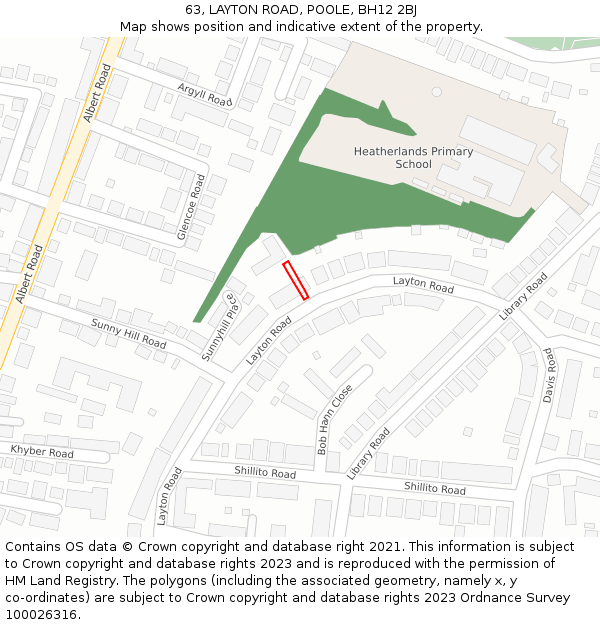 63, LAYTON ROAD, POOLE, BH12 2BJ: Location map and indicative extent of plot