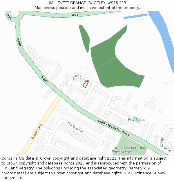63, LEVETT GRANGE, RUGELEY, WS15 2FB: Location map and indicative extent of plot