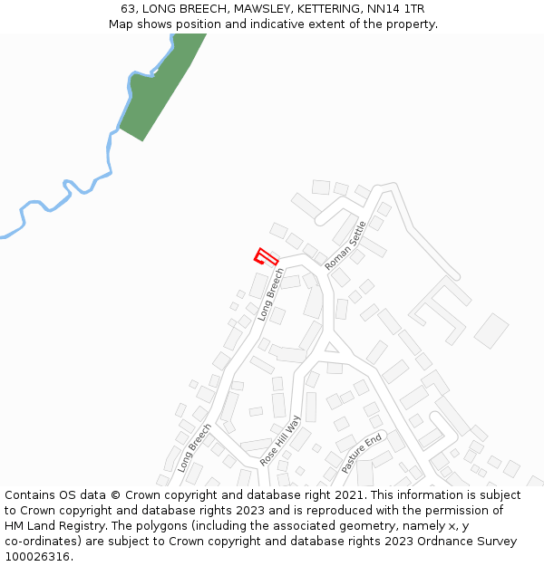 63, LONG BREECH, MAWSLEY, KETTERING, NN14 1TR: Location map and indicative extent of plot