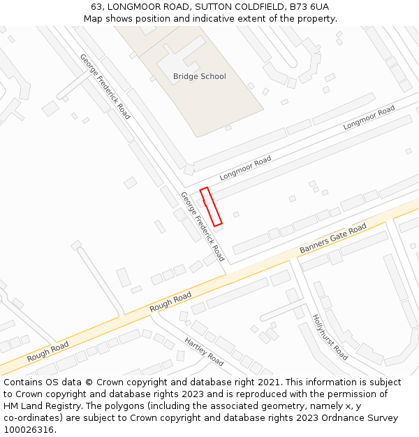 63, LONGMOOR ROAD, SUTTON COLDFIELD, B73 6UA: Location map and indicative extent of plot