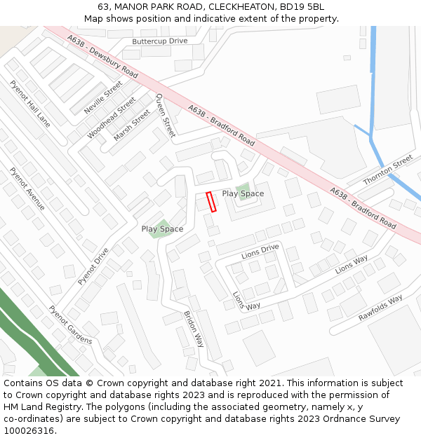 63, MANOR PARK ROAD, CLECKHEATON, BD19 5BL: Location map and indicative extent of plot