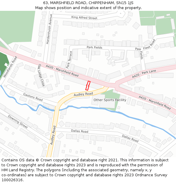 63, MARSHFIELD ROAD, CHIPPENHAM, SN15 1JS: Location map and indicative extent of plot