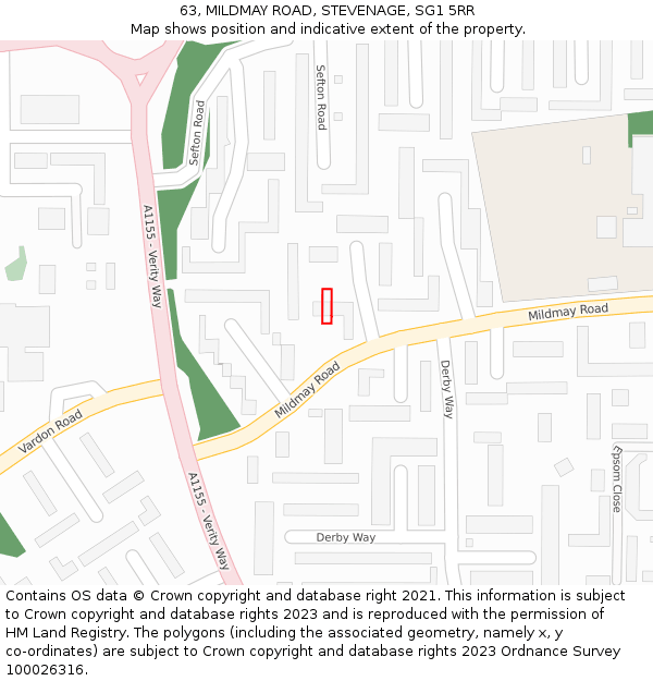 63, MILDMAY ROAD, STEVENAGE, SG1 5RR: Location map and indicative extent of plot