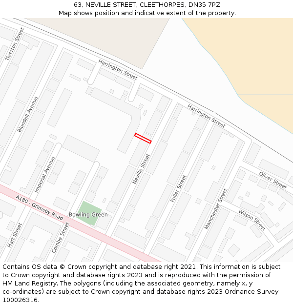 63, NEVILLE STREET, CLEETHORPES, DN35 7PZ: Location map and indicative extent of plot