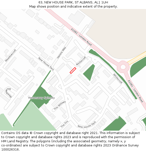 63, NEW HOUSE PARK, ST ALBANS, AL1 1UH: Location map and indicative extent of plot