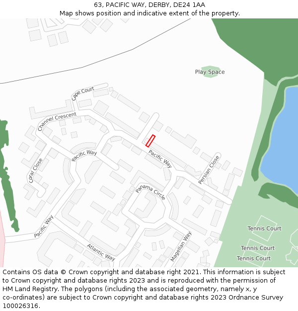 63, PACIFIC WAY, DERBY, DE24 1AA: Location map and indicative extent of plot