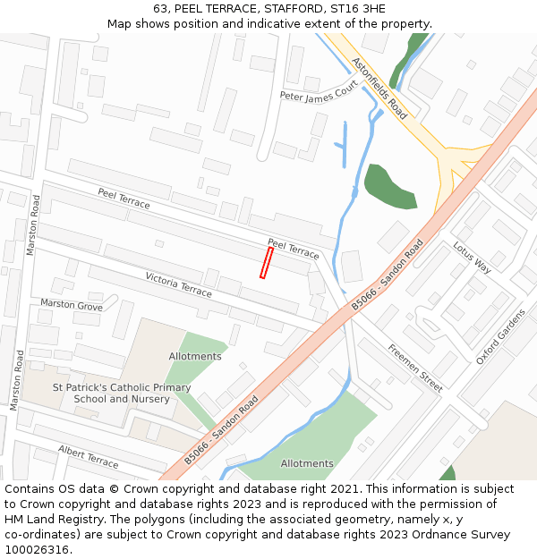 63, PEEL TERRACE, STAFFORD, ST16 3HE: Location map and indicative extent of plot