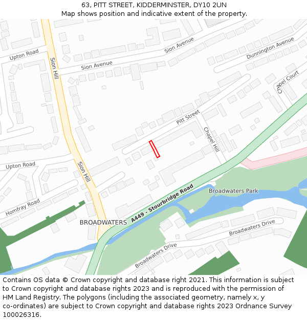 63, PITT STREET, KIDDERMINSTER, DY10 2UN: Location map and indicative extent of plot
