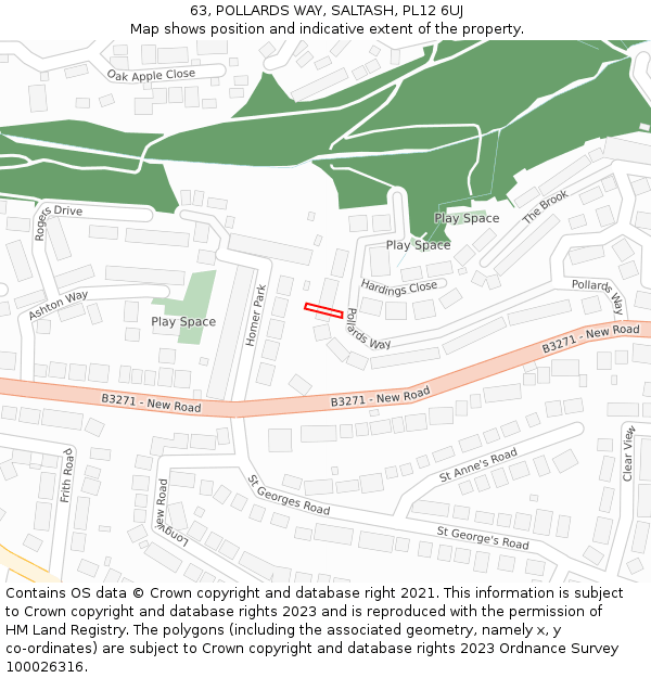 63, POLLARDS WAY, SALTASH, PL12 6UJ: Location map and indicative extent of plot