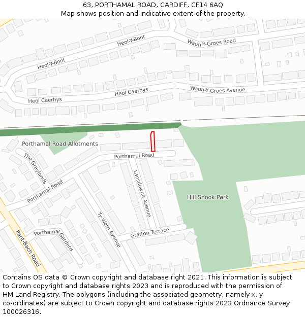 63, PORTHAMAL ROAD, CARDIFF, CF14 6AQ: Location map and indicative extent of plot