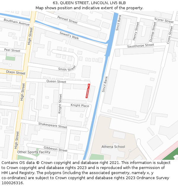 63, QUEEN STREET, LINCOLN, LN5 8LB: Location map and indicative extent of plot