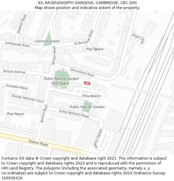 63, RAVENSWORTH GARDENS, CAMBRIDGE, CB1 2XN: Location map and indicative extent of plot
