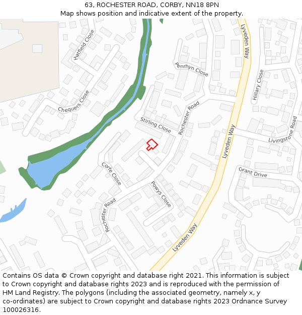63, ROCHESTER ROAD, CORBY, NN18 8PN: Location map and indicative extent of plot
