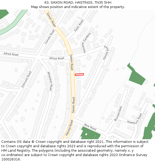63, SAXON ROAD, HASTINGS, TN35 5HH: Location map and indicative extent of plot