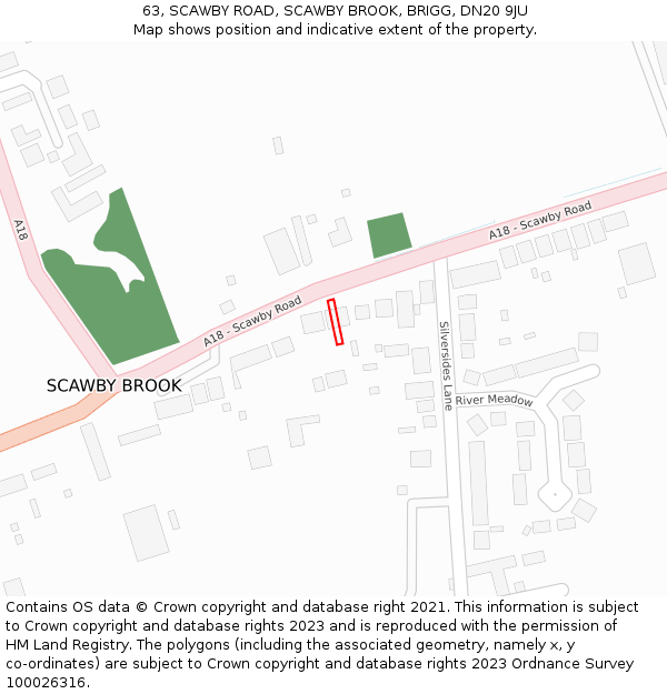 63, SCAWBY ROAD, SCAWBY BROOK, BRIGG, DN20 9JU: Location map and indicative extent of plot
