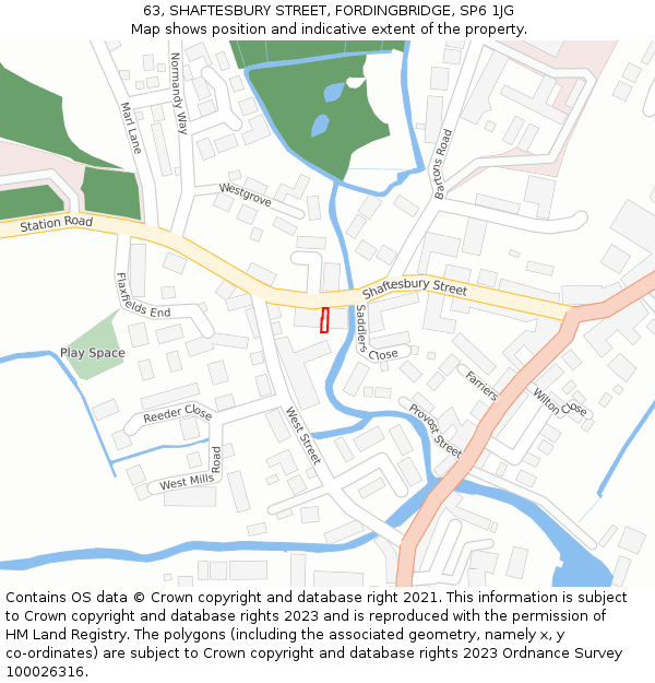 63, SHAFTESBURY STREET, FORDINGBRIDGE, SP6 1JG: Location map and indicative extent of plot
